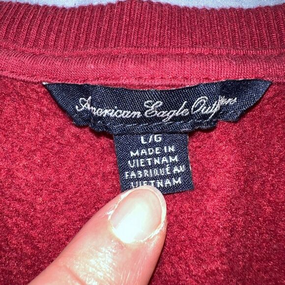 American Eagle Womens Sweatshirt Pullover Round Neck Long Sleeves Red Pink Large - Picture 7 of 8